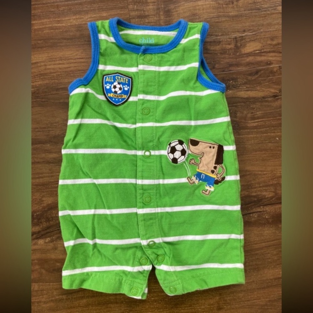Carter's Green and Blue Striped Bodysuit